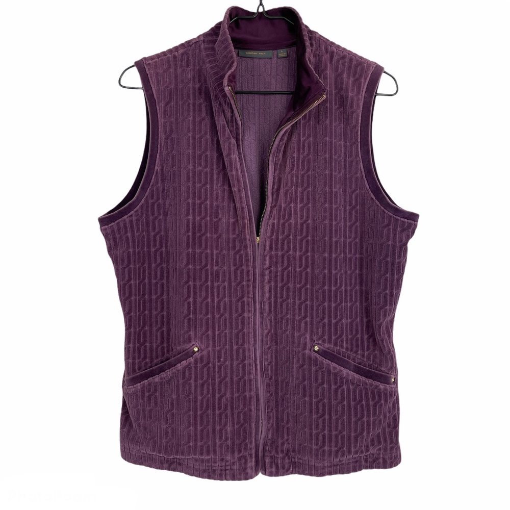 Velour Purple Rhinestone Vest